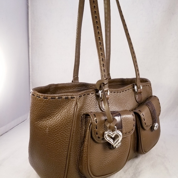 BRIGHTON PEBBLED LEATHER SADDLE BROWN SHOULDER HAND BAG PURSE EUC - Picture 7 of 12